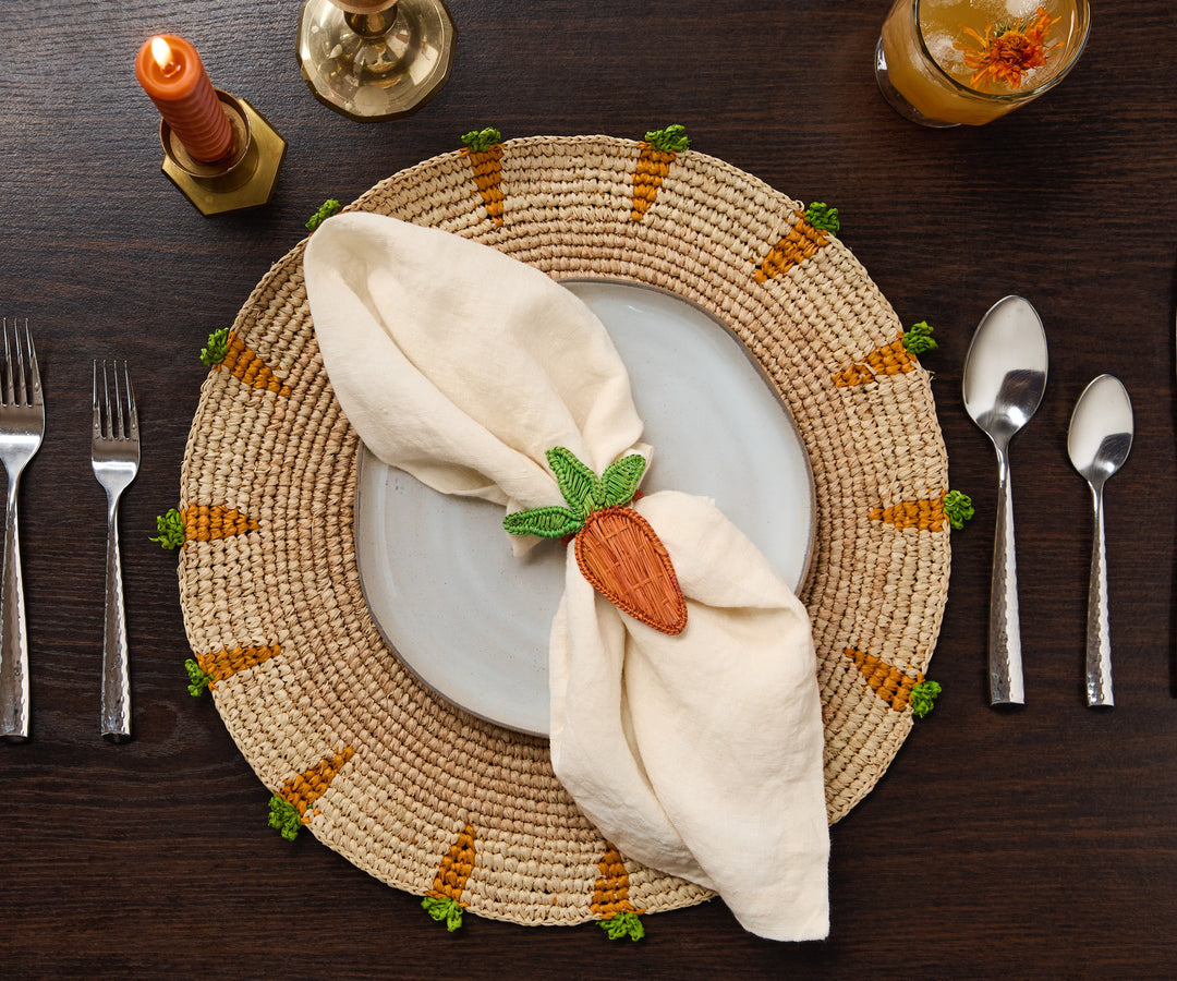 Handwoven Carrot Raffia Placemat