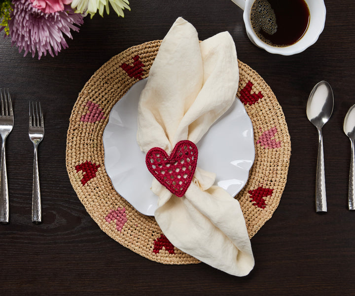 Handwoven Heart Raffia Placemat