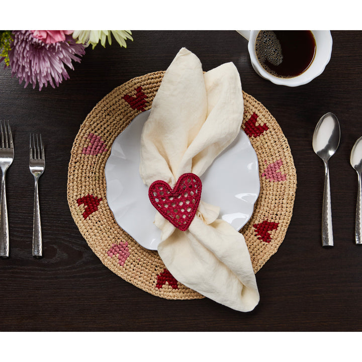 Handwoven Heart Raffia Placemat — table tops, [material], Payton James