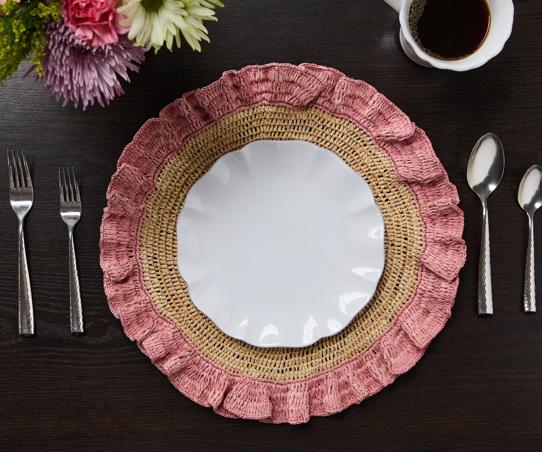 Handwoven Raffia Ruffle Placemat