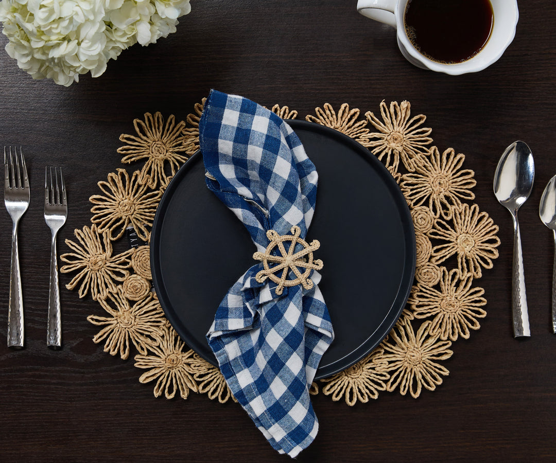 Coastal Ship Wheel Napkin Ring–Handwoven Iraca Palm