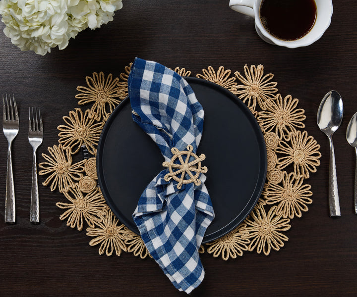 Coastal Ship Wheel Napkin Ring–Handwoven Iraca Palm