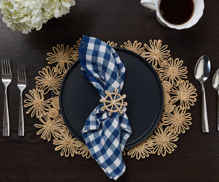 Coastal Ship Wheel Napkin Ring–Handwoven Iraca Palm — Napkins, [material], Payton James