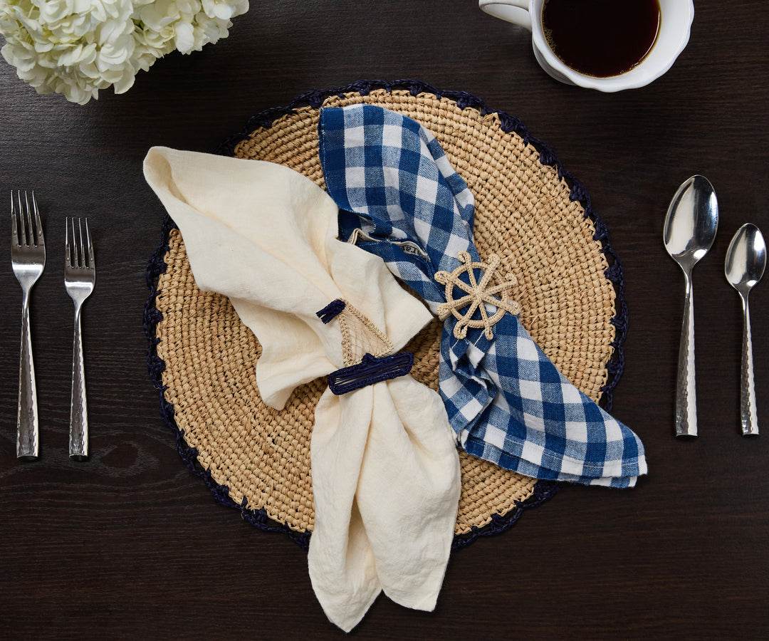 Coastal Ship Wheel Napkin Ring–Handwoven Iraca Palm