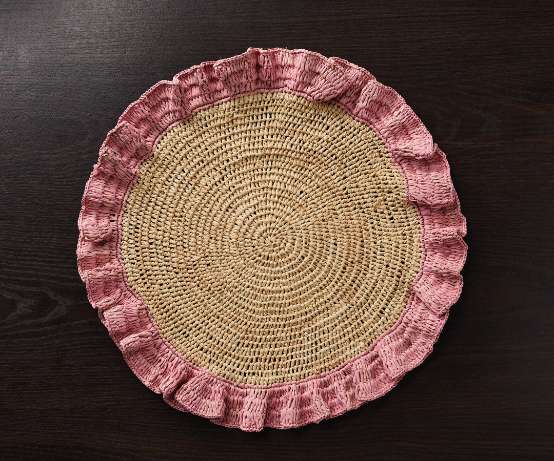 Handwoven Raffia Ruffle Placemat