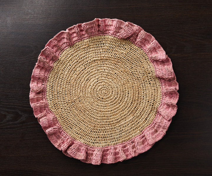 Handwoven Raffia Ruffle Placemat