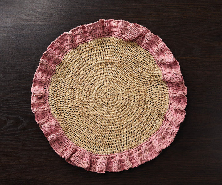 Handwoven Raffia Ruffle Placemat