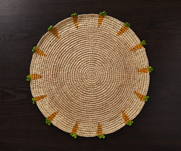 Handwoven Carrot Raffia Placemat