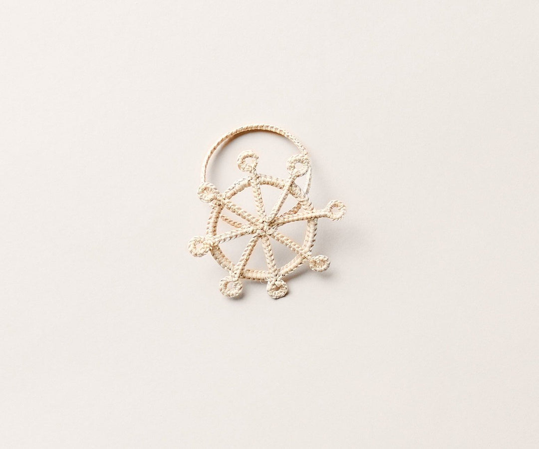 Coastal Ship Wheel Napkin Ring–Handwoven Iraca Palm — Napkins, [material], Payton James