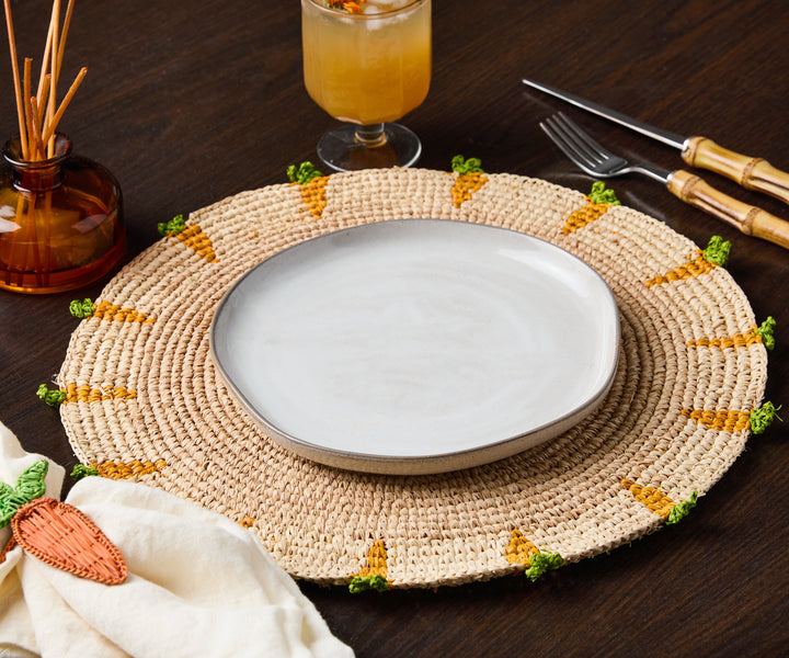 Handwoven Carrot Raffia Placemat