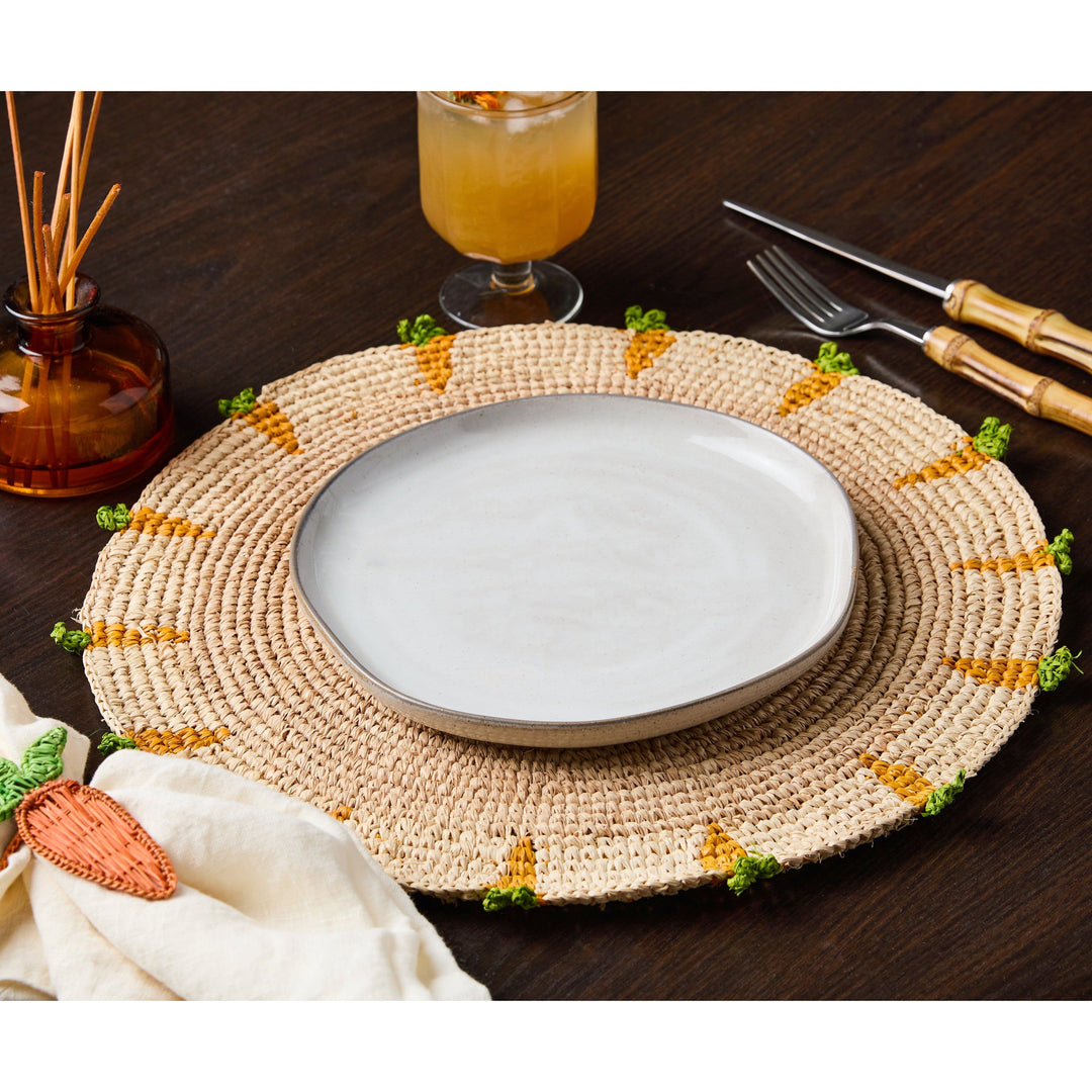 Handwoven Carrot Raffia Placemat