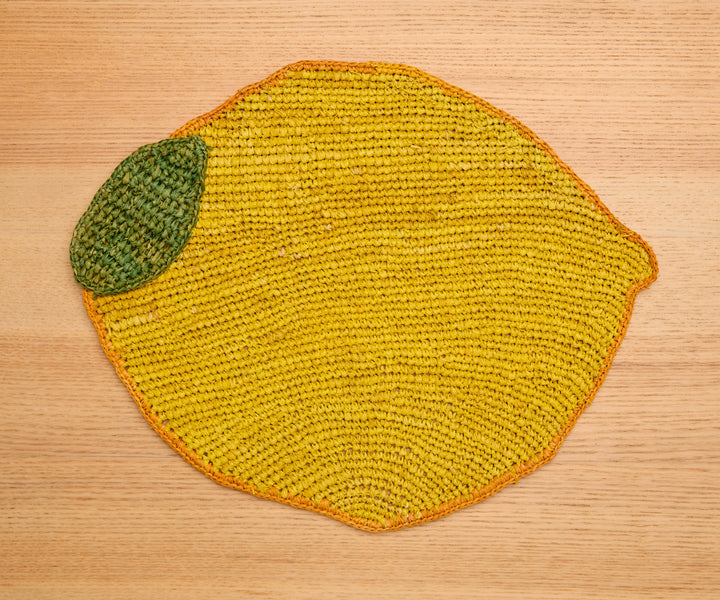 Handwoven Raffia Lemon Placemat