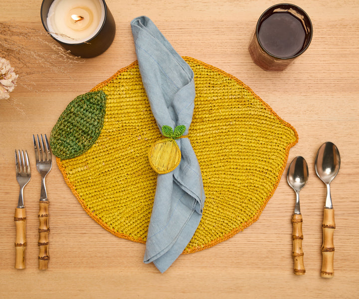 Handwoven Raffia Lemon Placemat