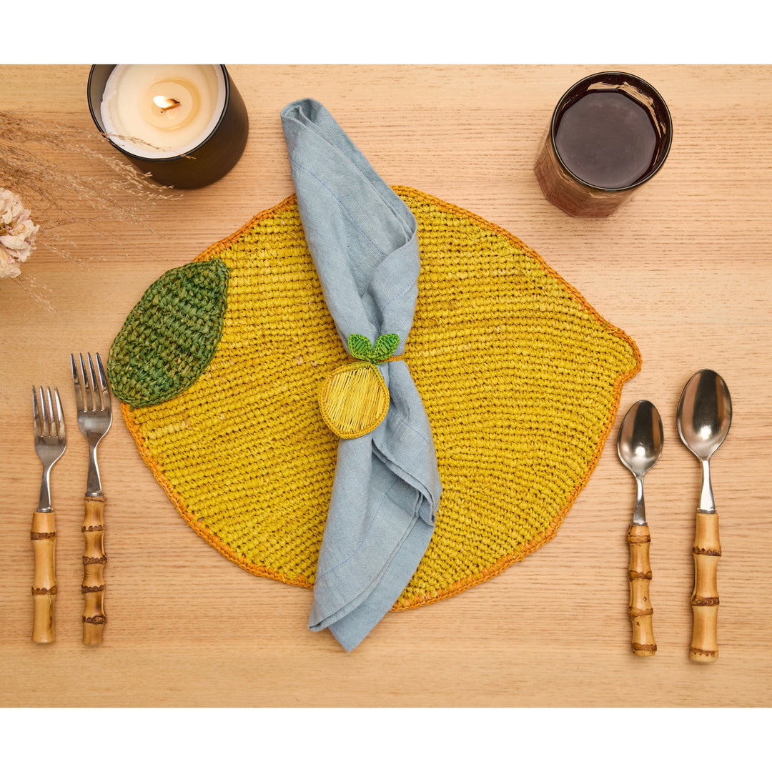 Handwoven Raffia Lemon Placemat