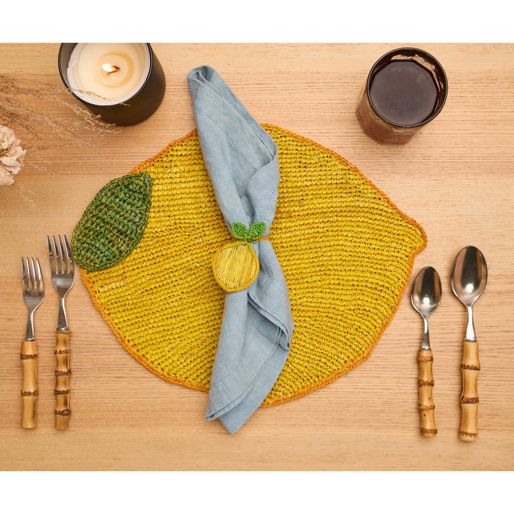 Handwoven Raffia Lemon Placemat
