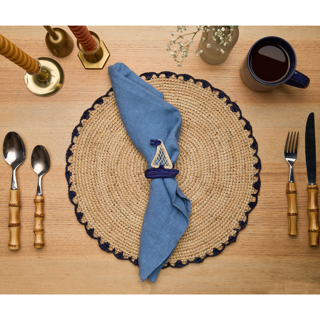 Coastal Sailboat Napkin Ring – Handwoven Iraca Palm — Napkins, [material], Payton James