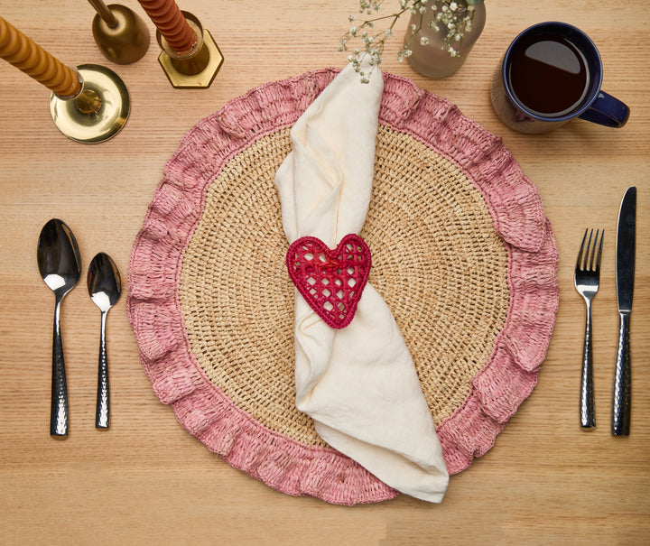 Handwoven Raffia Ruffle Placemat