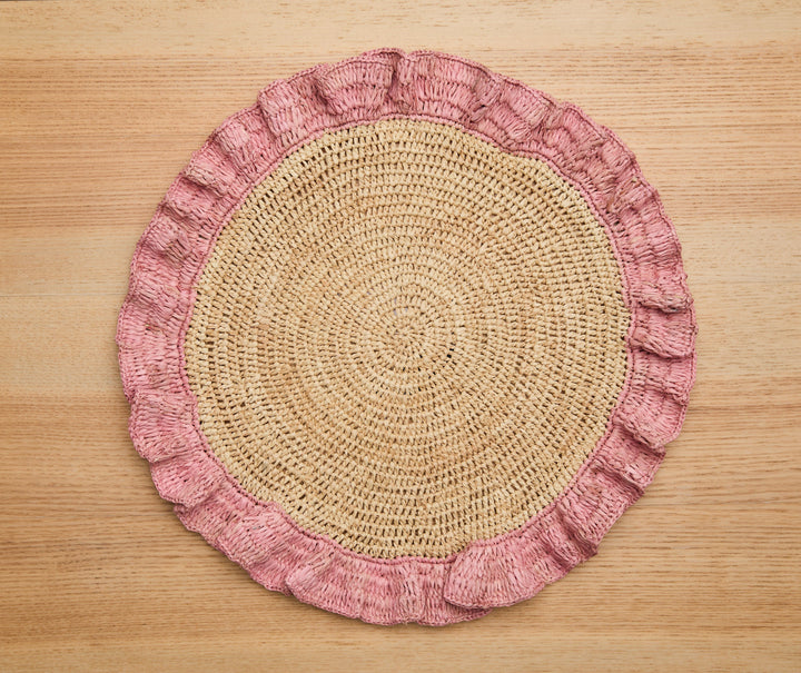 Handwoven Raffia Ruffle Placemat