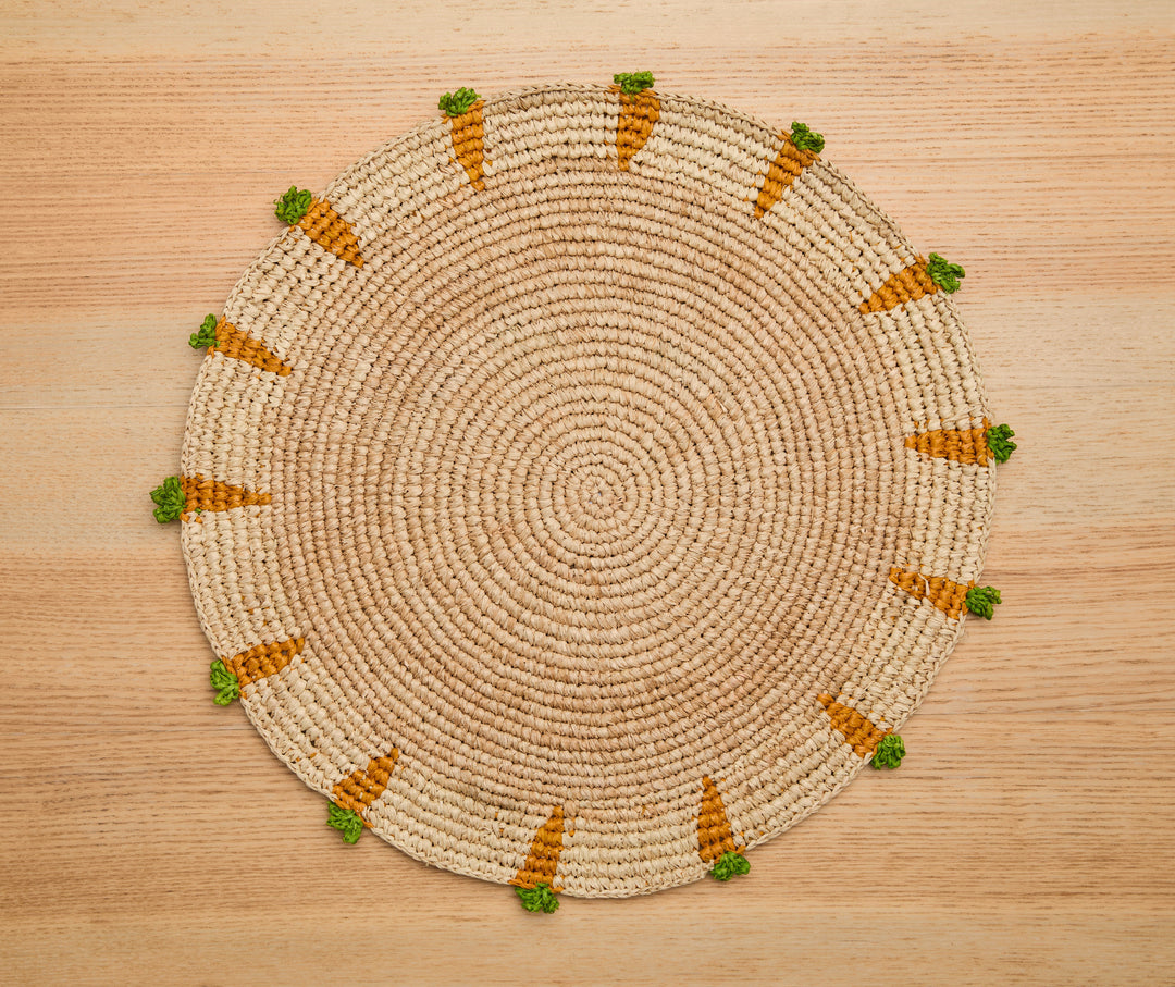 Handwoven Carrot Raffia Placemat