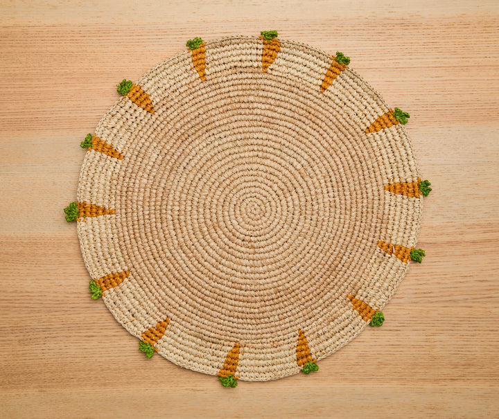 Handwoven Carrot Raffia Placemat