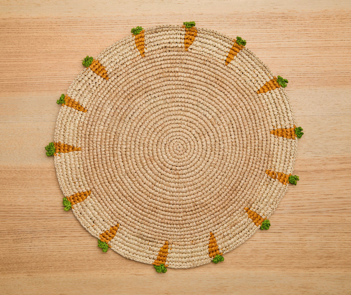 Handwoven Carrot Raffia Placemat