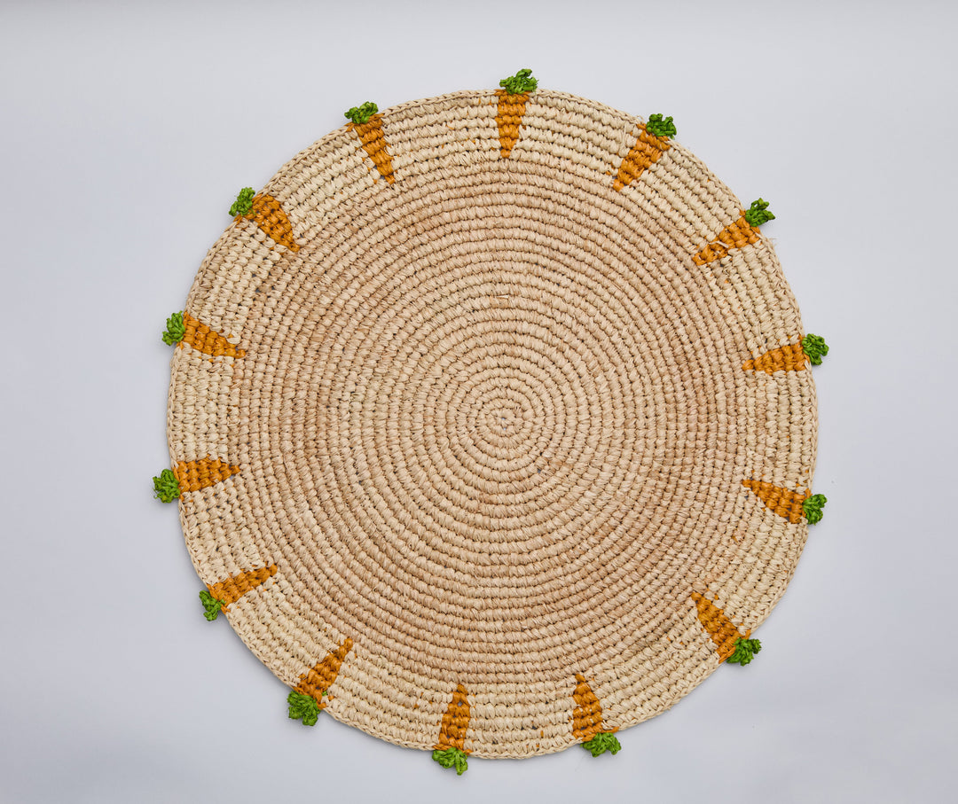 Handwoven Carrot Raffia Placemat