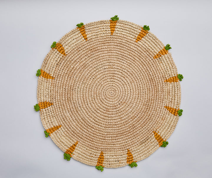 Handwoven Carrot Raffia Placemat