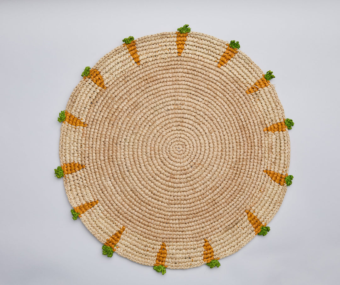 Handwoven Carrot Raffia Placemat