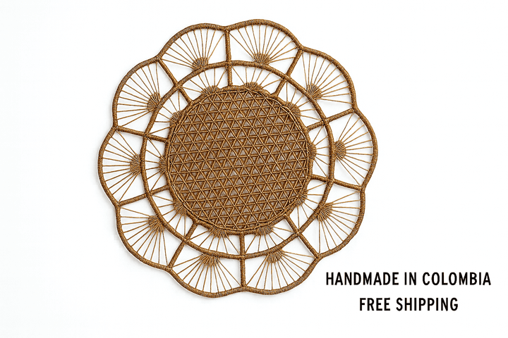 Petal Perfection Handwoven Iraca Placemat — Placemats, [material], MacondoForever