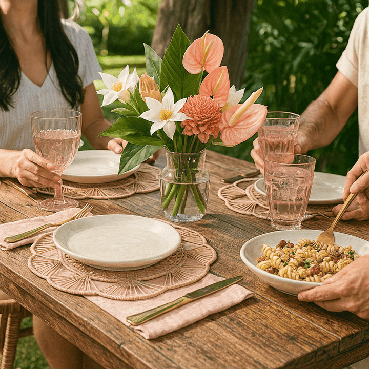 Petal Perfection Handwoven Iraca Placemat — Placemats, [material], MacondoForever