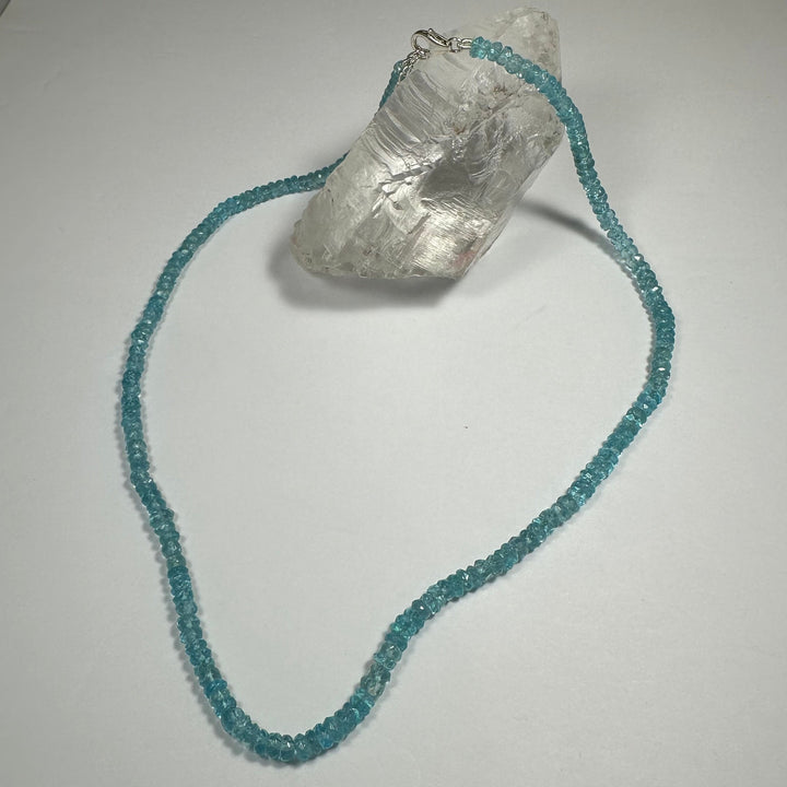 Blue apatite bead necklace with silver clasp