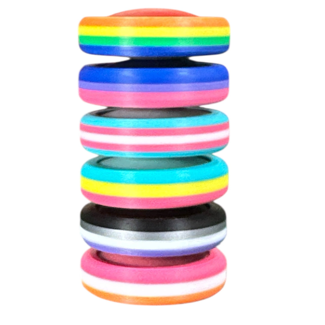 Pride Moons stacked rainbow striped oval discs