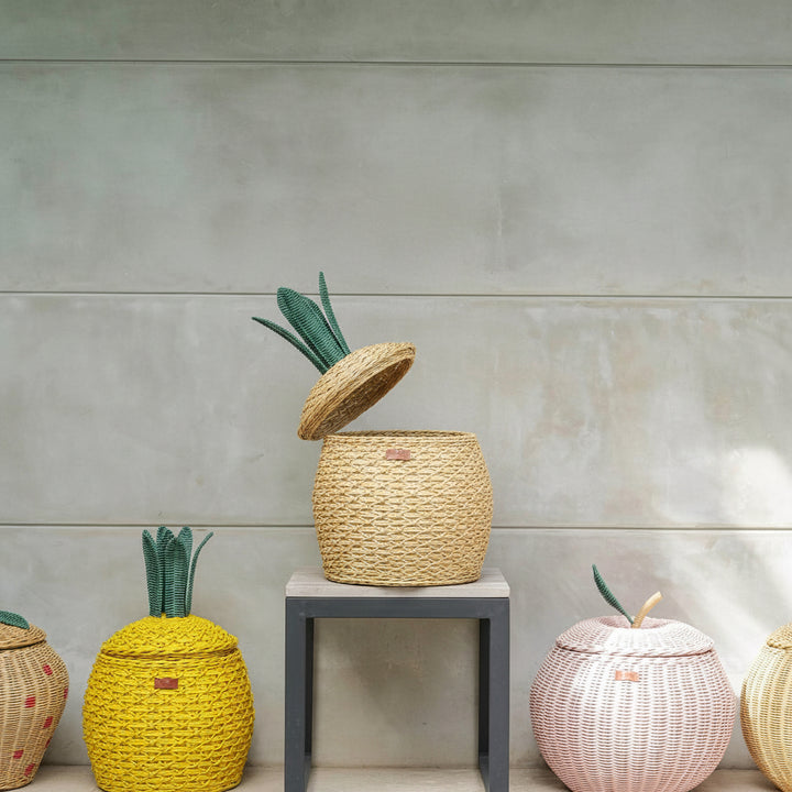 Pineapple Rattan Storage Basket Natural (Medium)