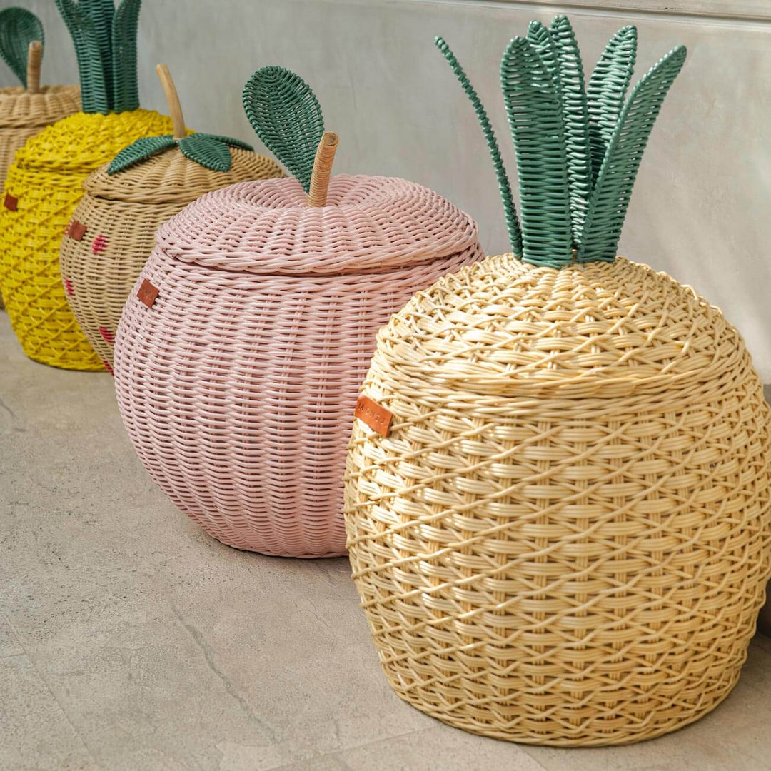Pineapple Rattan Storage Basket Natural (Medium)