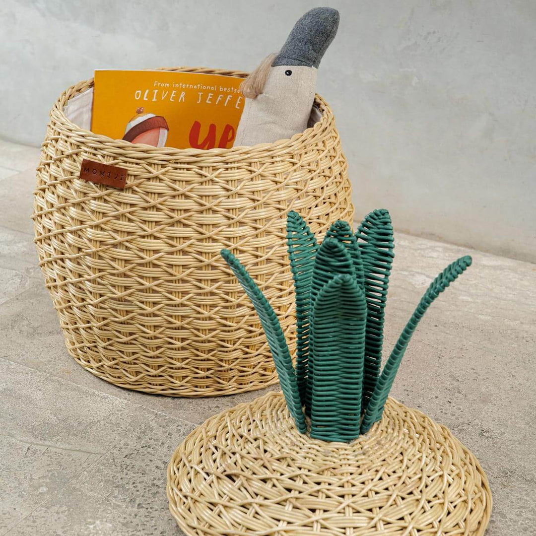 Pineapple Rattan Storage Basket Natural (Medium)