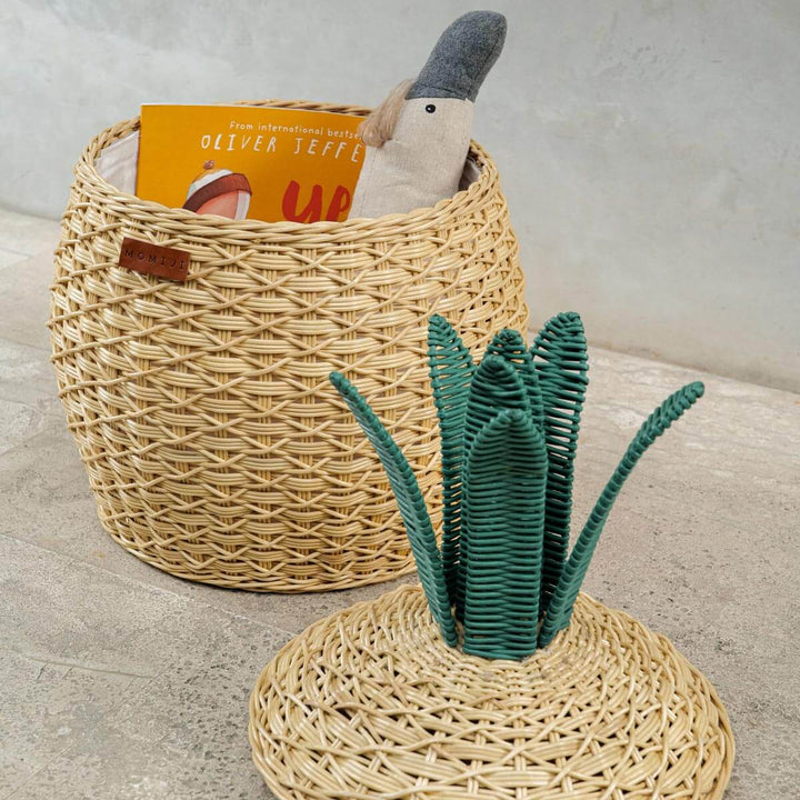 Pineapple Rattan Storage Basket Natural (Medium)