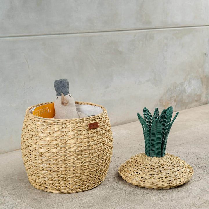 Pineapple Rattan Storage Basket Natural (Medium)