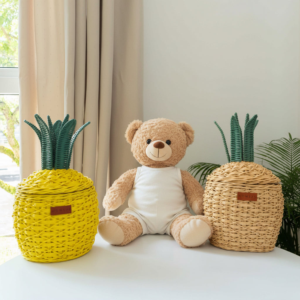 Pineapple Rattan Storage Basket Natural - Small