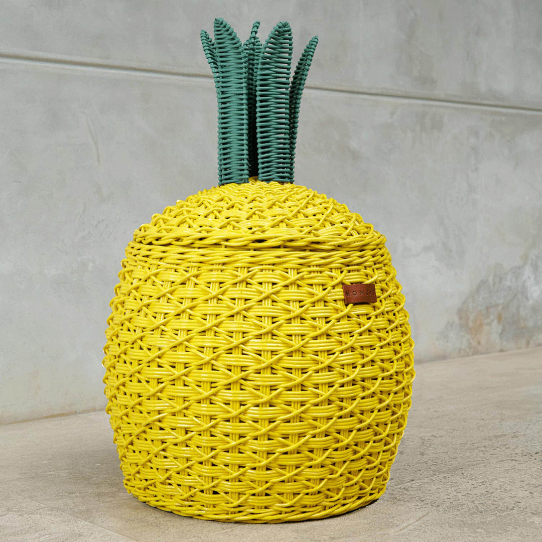 Pineapple Rattan Storage Basket–Yellow (Medium)