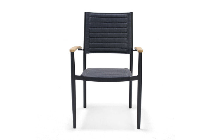 Portals Dark Lite FSC Teak Wood and Aluminum Rectangular Dining Set