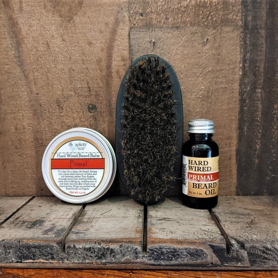 Beard-Pro Gift Set Beard Oil, Balm, & Brush — beard gift set, [material], Soaplicity