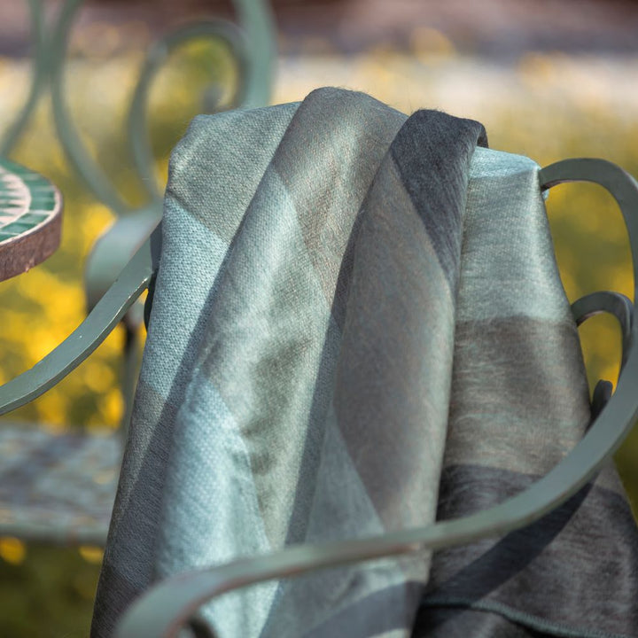 Alpaca Throw Blanket Handwoven From Ecuador - Nawi Collection - Lustrous Sage and Greens