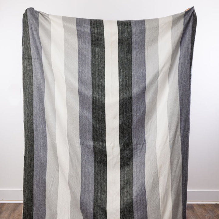 Alpaca Throw Blanket Handwoven From Ecuador - Black Grays & White - Nawi Collection