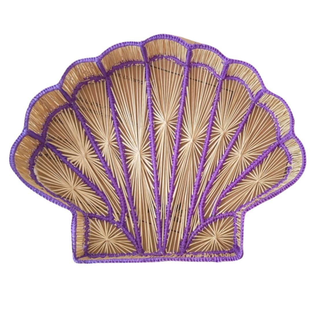 Shell Charm Handwoven Iraca Decorative Tray — Decorative Tray, [material], MacondoForever