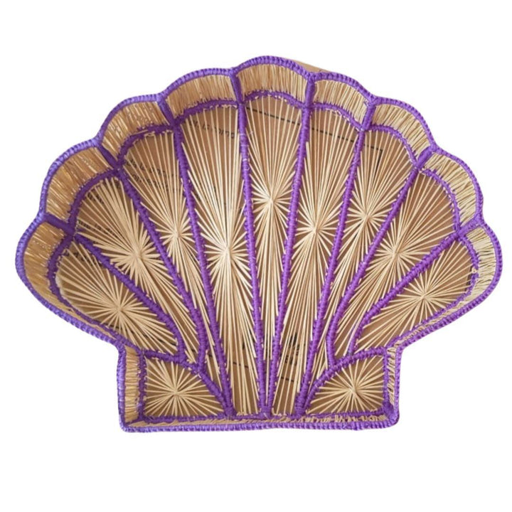 Shell Charm Handwoven Iraca Decorative Tray — Decorative Tray, [material], MacondoForever