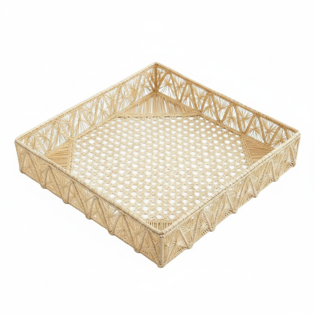 Pyramids Rectangle Handwoven Decorative Iraca Tray