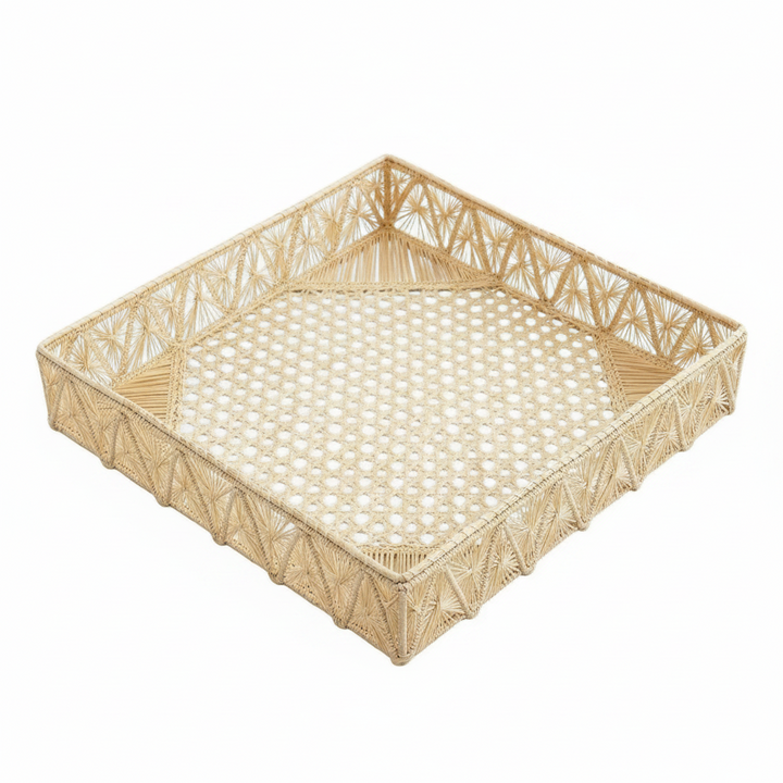 Pyramids Rectangle Handwoven Decorative Iraca Tray