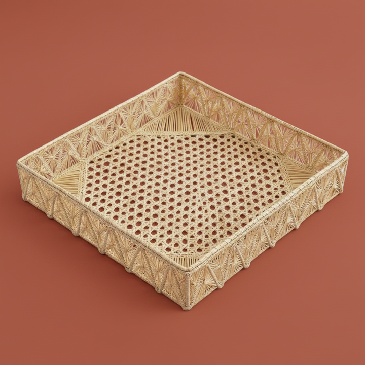 Pyramids Rectangle Handwoven Decorative Iraca Tray