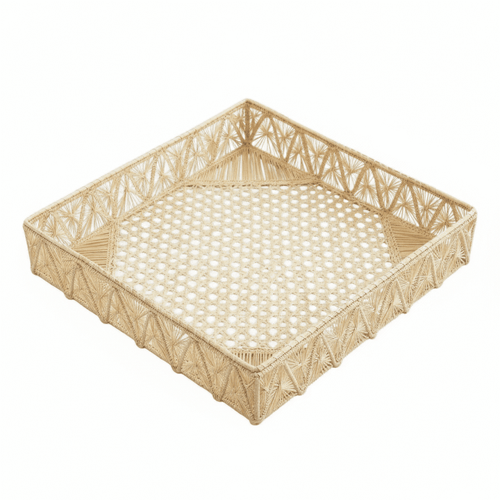 Pyramids Rectangle Handwoven Decorative Iraca Tray — Tray, [material], MacondoForever