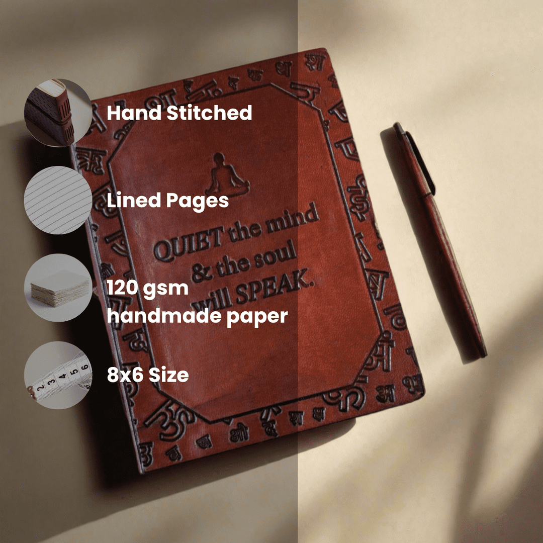 Quiet the Mind Leather Journal - Mindfulness & Spiritual Growth